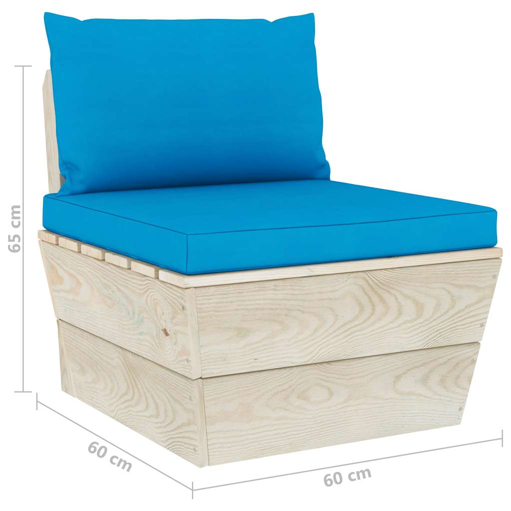 Set Divani da Giardino su Pallet 6 pz con Cuscini Legno Abete
