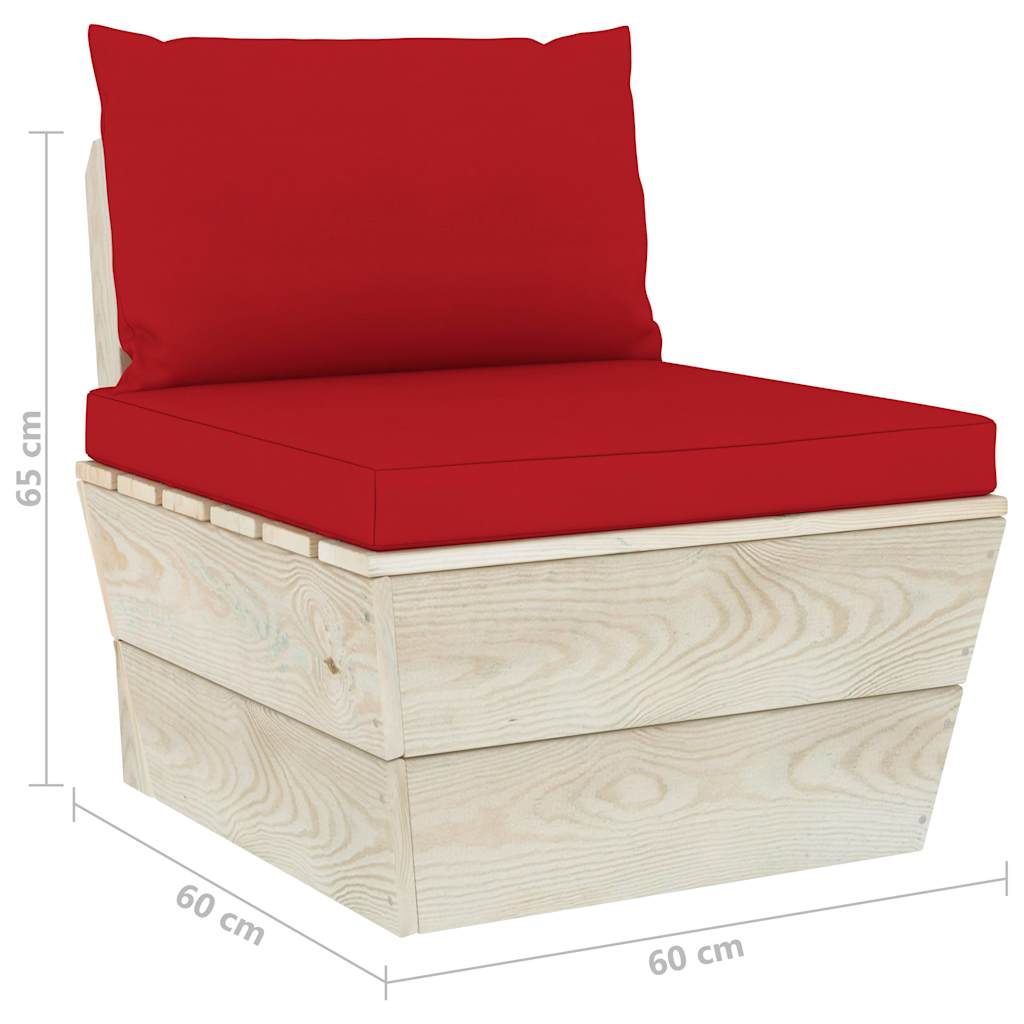 Set Divani da Giardino su Pallet 6 pz con Cuscini Legno Abete