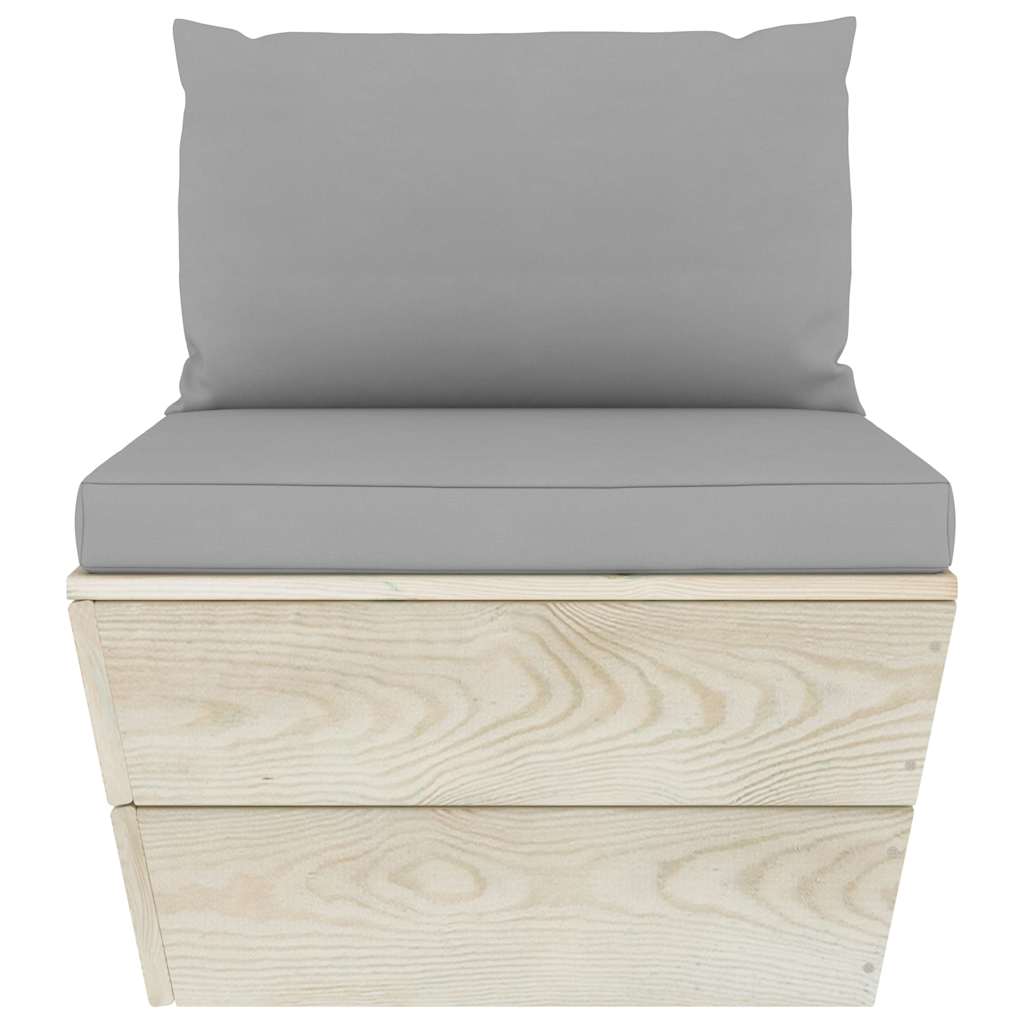 Set Divani da Giardino su Pallet 6 pz con Cuscini Legno Abete