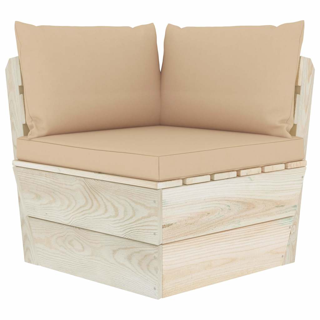 Set Divani da Giardino su Pallet 6 pz con Cuscini Legno Abete