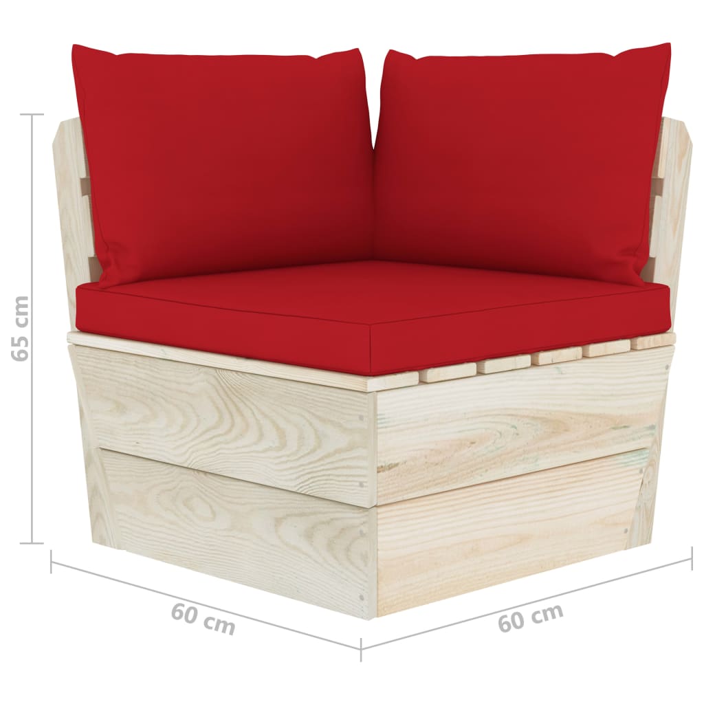 Set Divani da Giardino su Pallet 6 pz con Cuscini Legno Abete