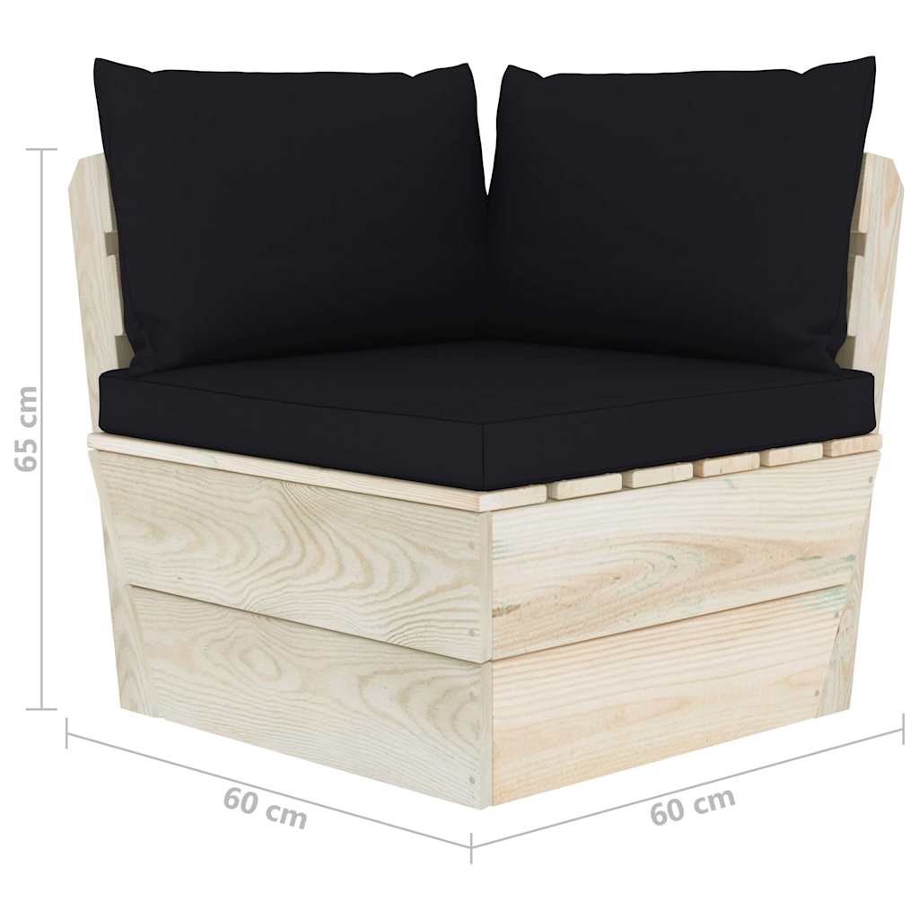 Set Divani da Giardino su Pallet 6 pz con Cuscini Legno Abete