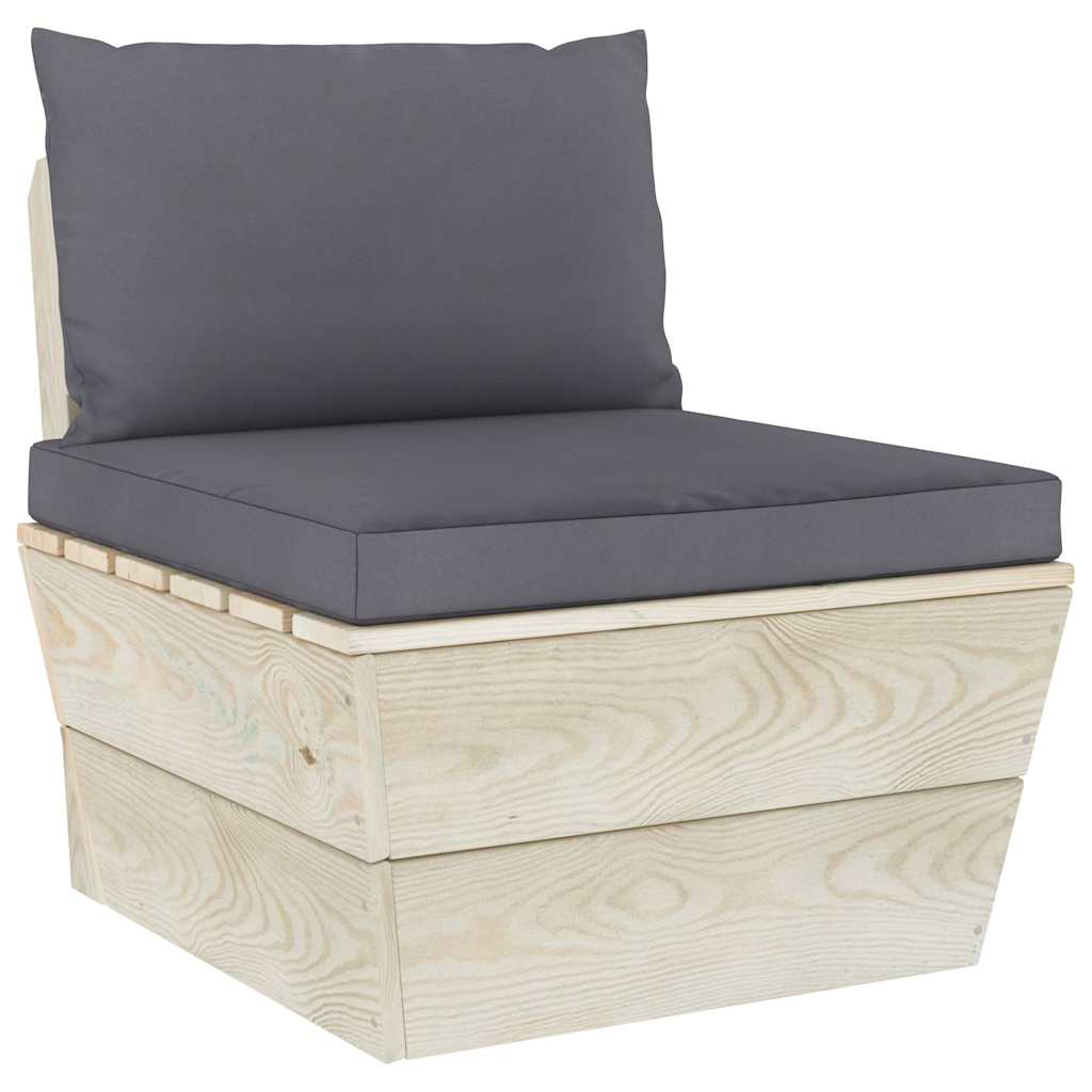 Set Divani da Giardino su Pallet 6 pz con Cuscini Antracite