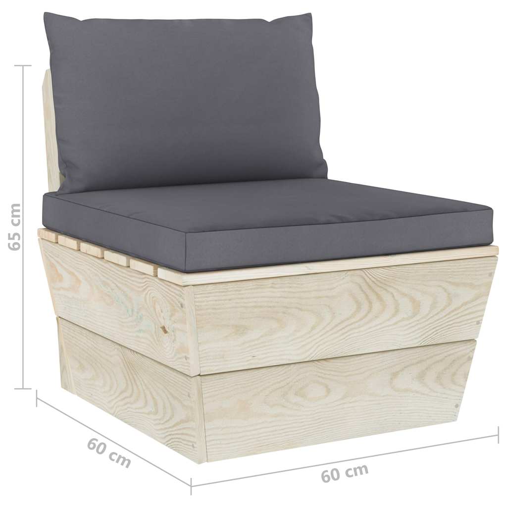 Salotto da Giardino 6 pz Legno Abete Impregnato Cuscini Antracite