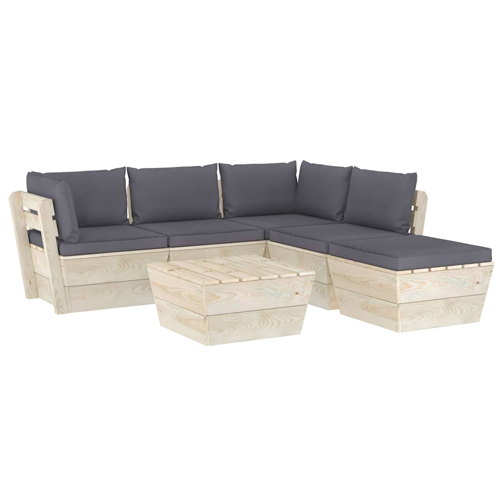 Salotto da Giardino 6 pz Legno Abete Impregnato Cuscini Antracite