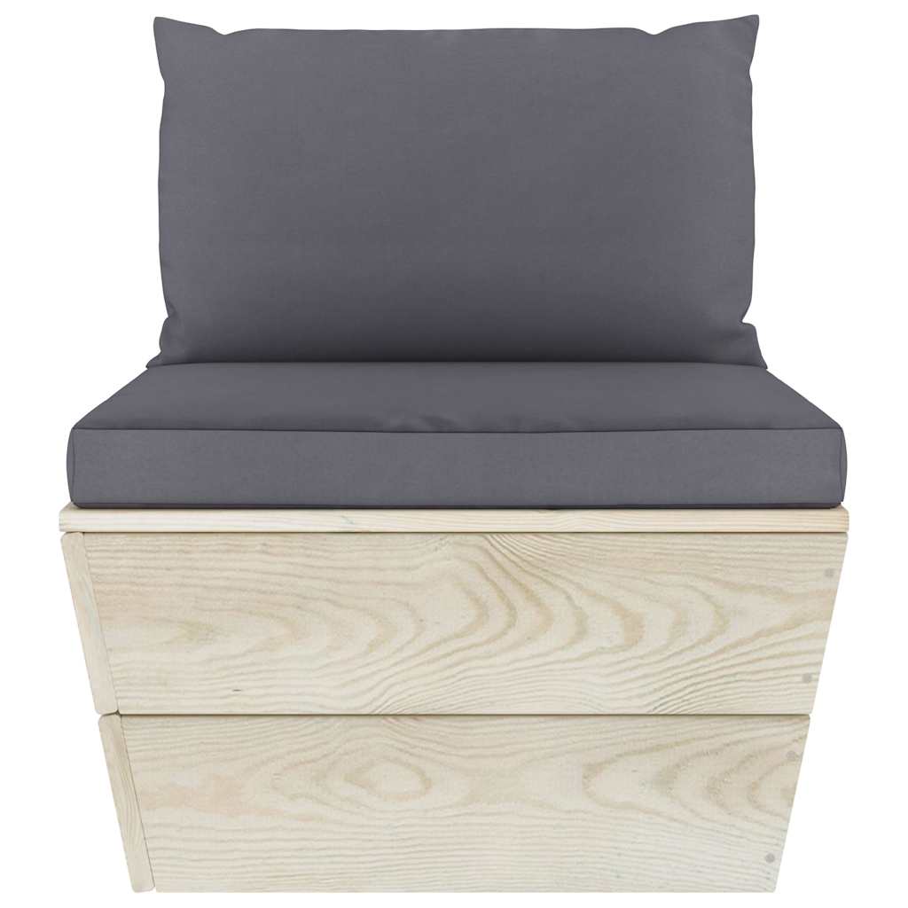 Salotto da Giardino 6 pz Legno Abete Impregnato Cuscini Antracite