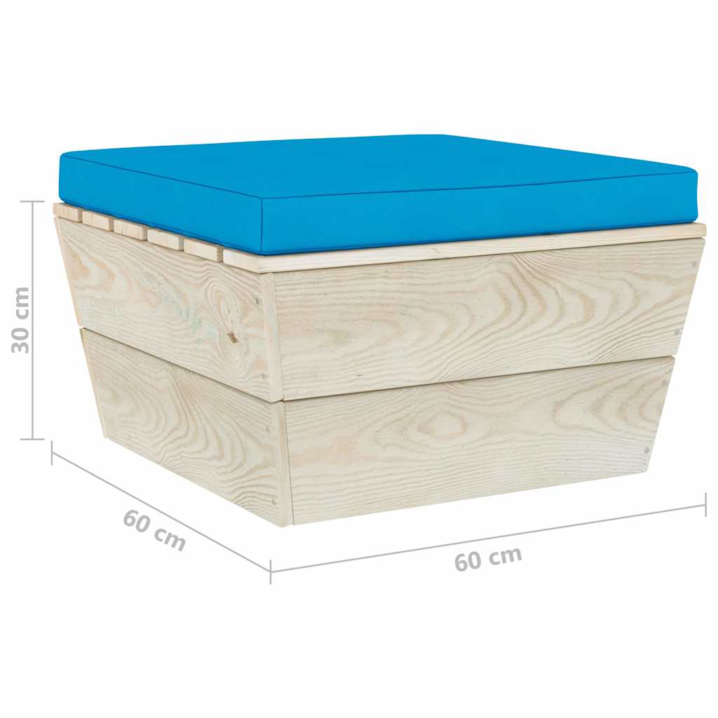 Set Divani da Giardino su Pallet 6 pz con Cuscini Legno Abete