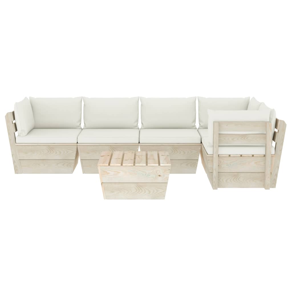 Set Divani da Giardino su Pallet 6 pz con Cuscini Legno Abete