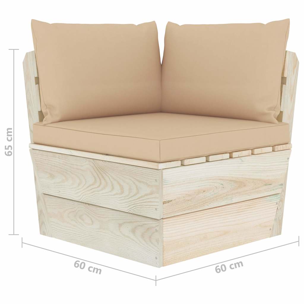Set Divani da Giardino su Pallet 6 pz con Cuscini Legno Abete