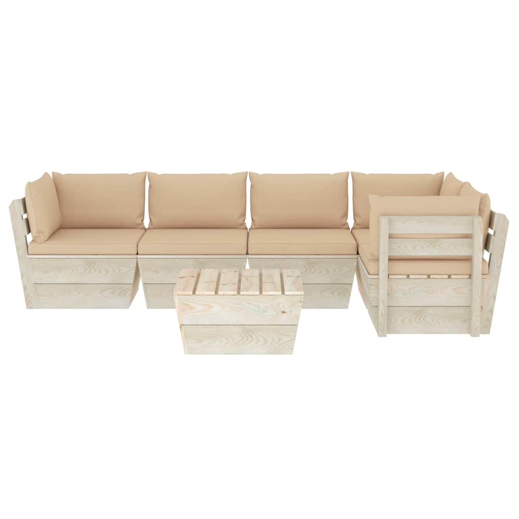 Set Divani da Giardino su Pallet 6 pz con Cuscini Legno Abete