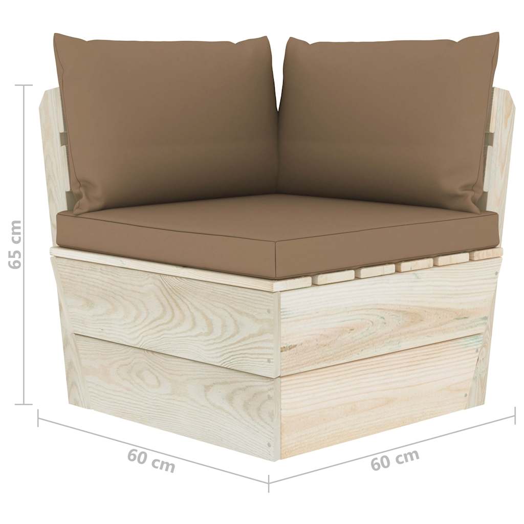 Set Divani da Giardino su Pallet 6 pz con Cuscini Legno Abete
