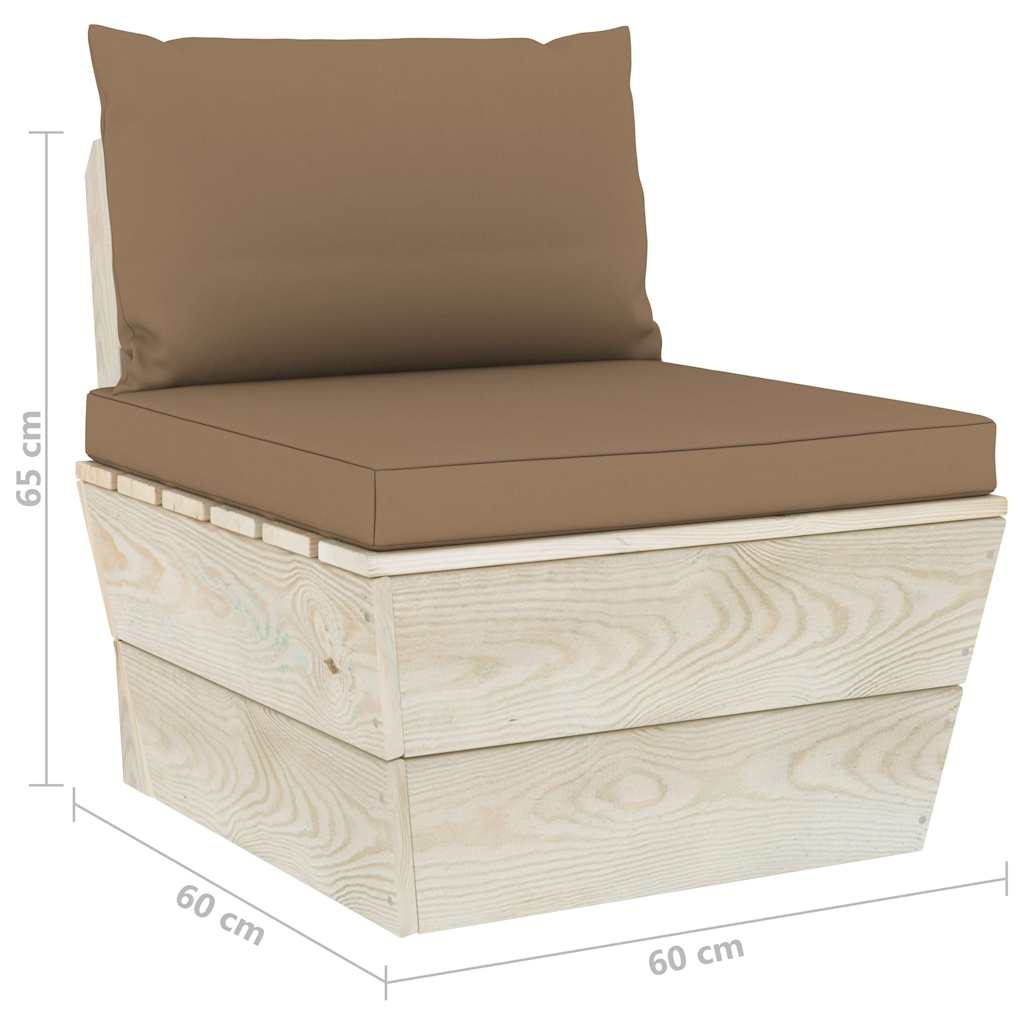 Set Divani da Giardino su Pallet 6 pz con Cuscini Legno Abete