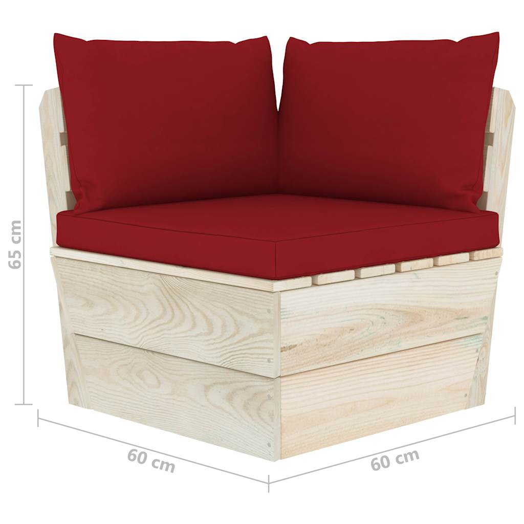 Set Divani da Giardino su Pallet 6 pz con Cuscini Legno Abete