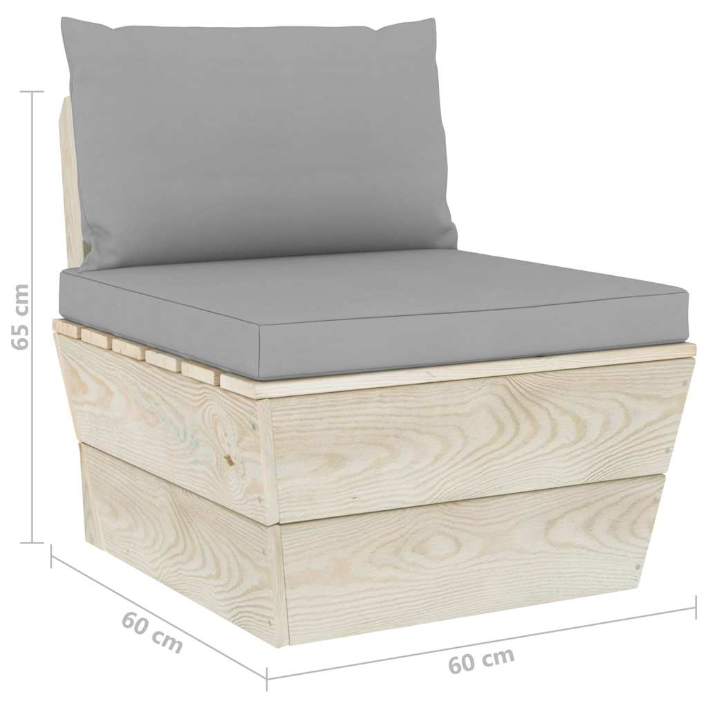 Set Divani da Giardino su Pallet 7 pz con Cuscini Legno Abete