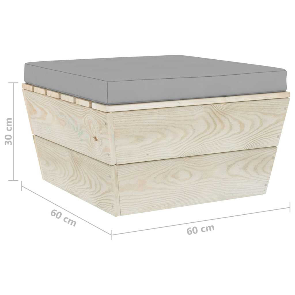 Set Divani da Giardino su Pallet 7 pz con Cuscini Legno Abete