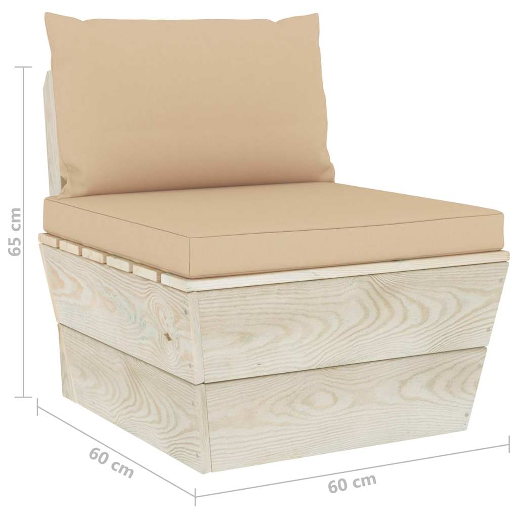Set Divani da Giardino su Pallet 7 pz con Cuscini Legno Abete