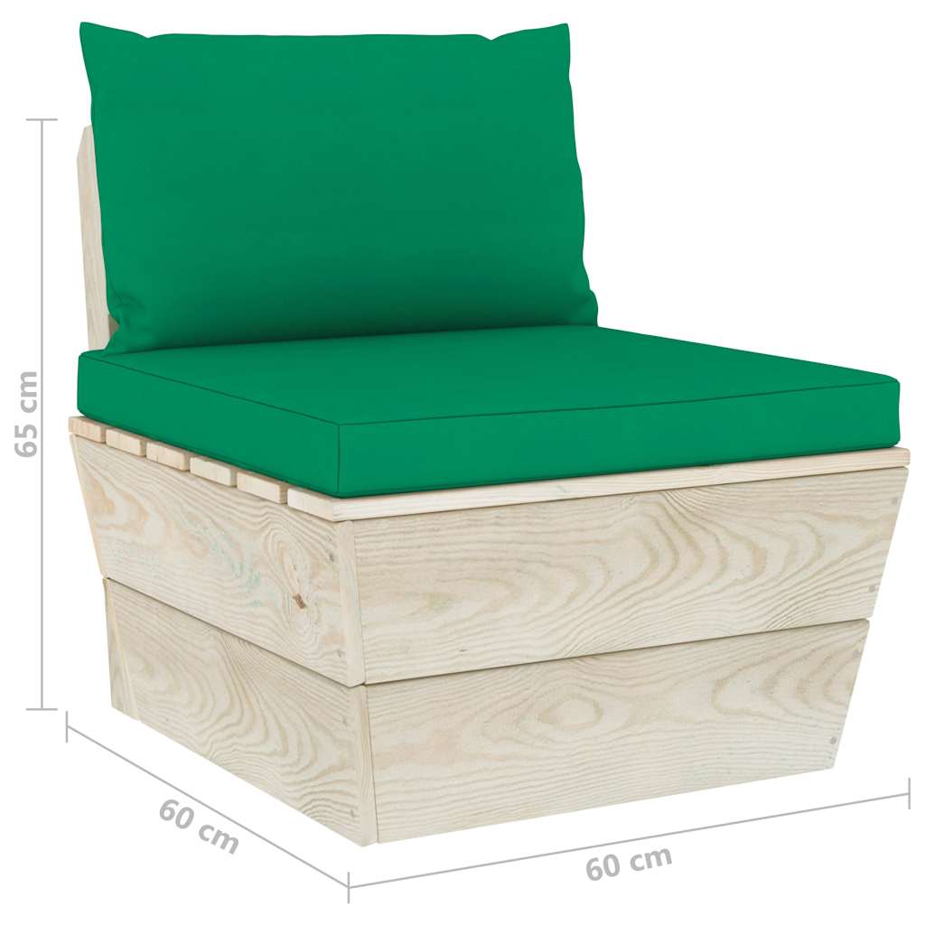 Set Divani da Giardino su Pallet 7 pz con Cuscini Legno Abete