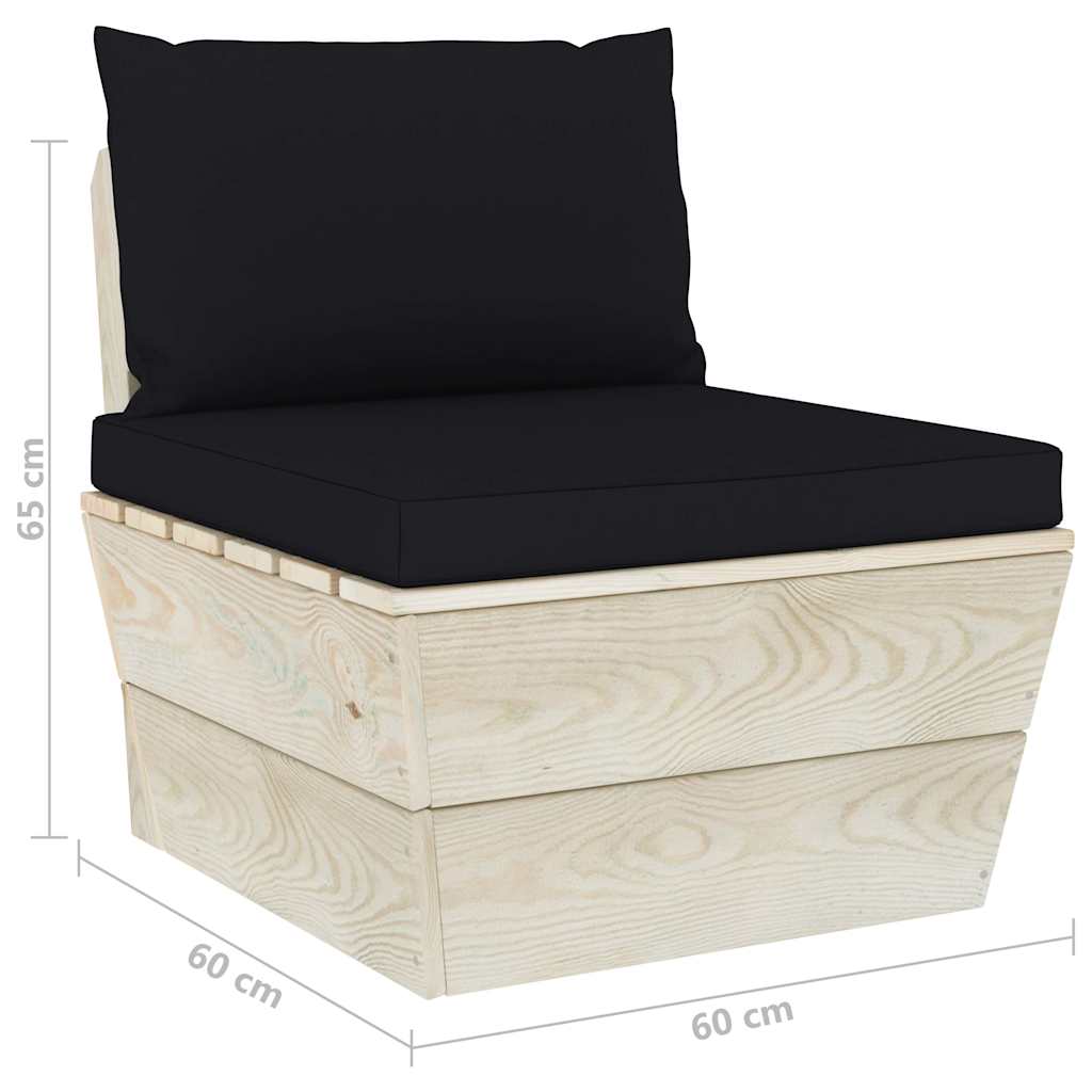 Set Divani da Giardino su Pallet 7 pz con Cuscini Legno Abete