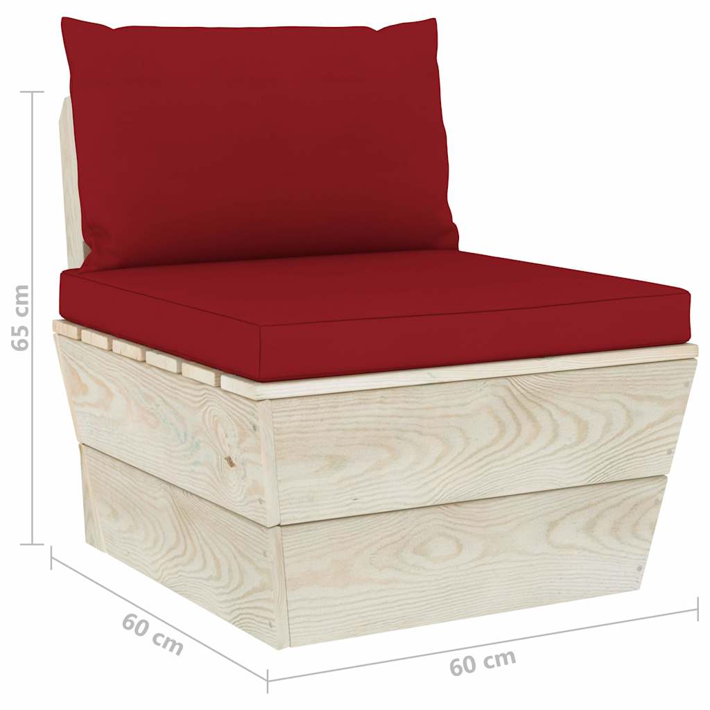 Set Divani da Giardino su Pallet 7 pz con Cuscini Legno Abete