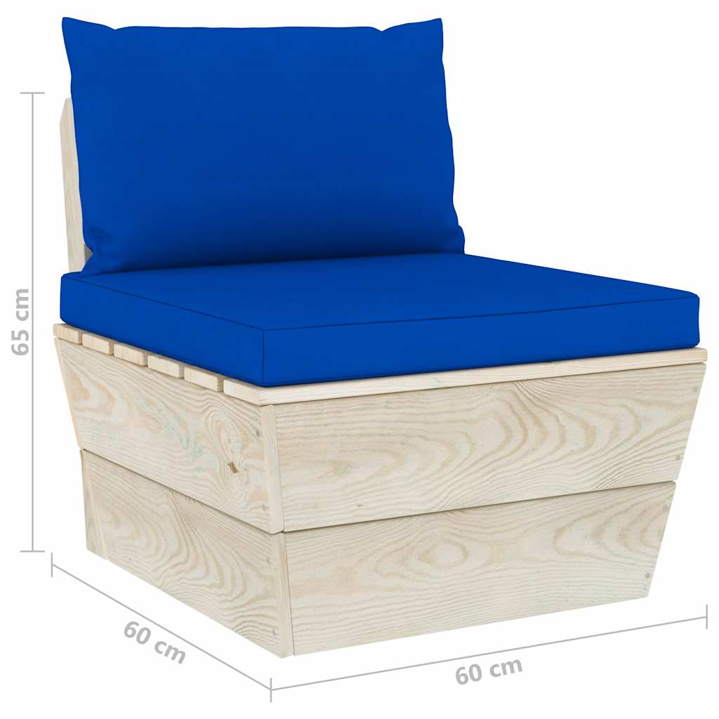 Set Divani da Giardino su Pallet 7 pz con Cuscini Legno Abete