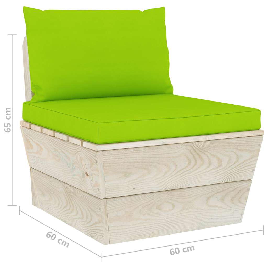 Set Divani da Giardino su Pallet 7 pz con Cuscini Legno Abete