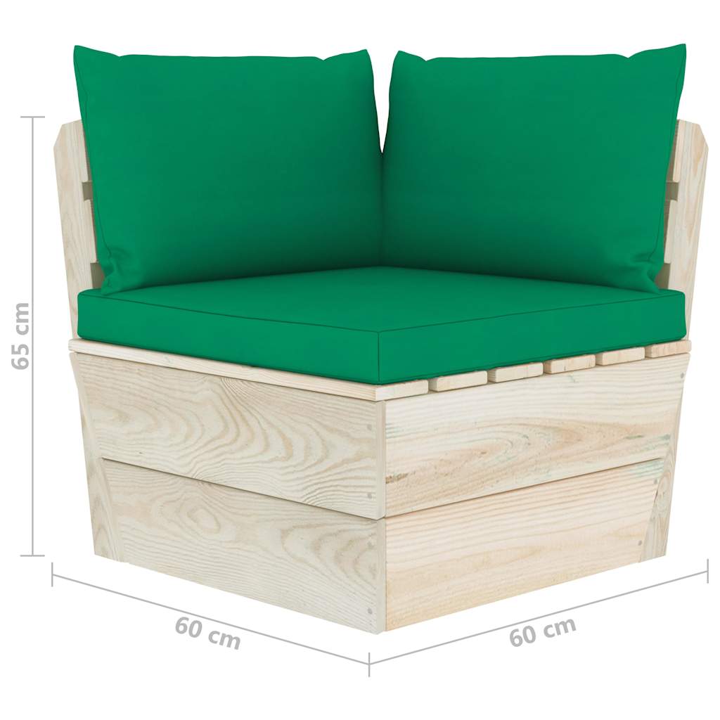 Set Divani da Giardino su Pallet 7 pz con Cuscini Legno Abete
