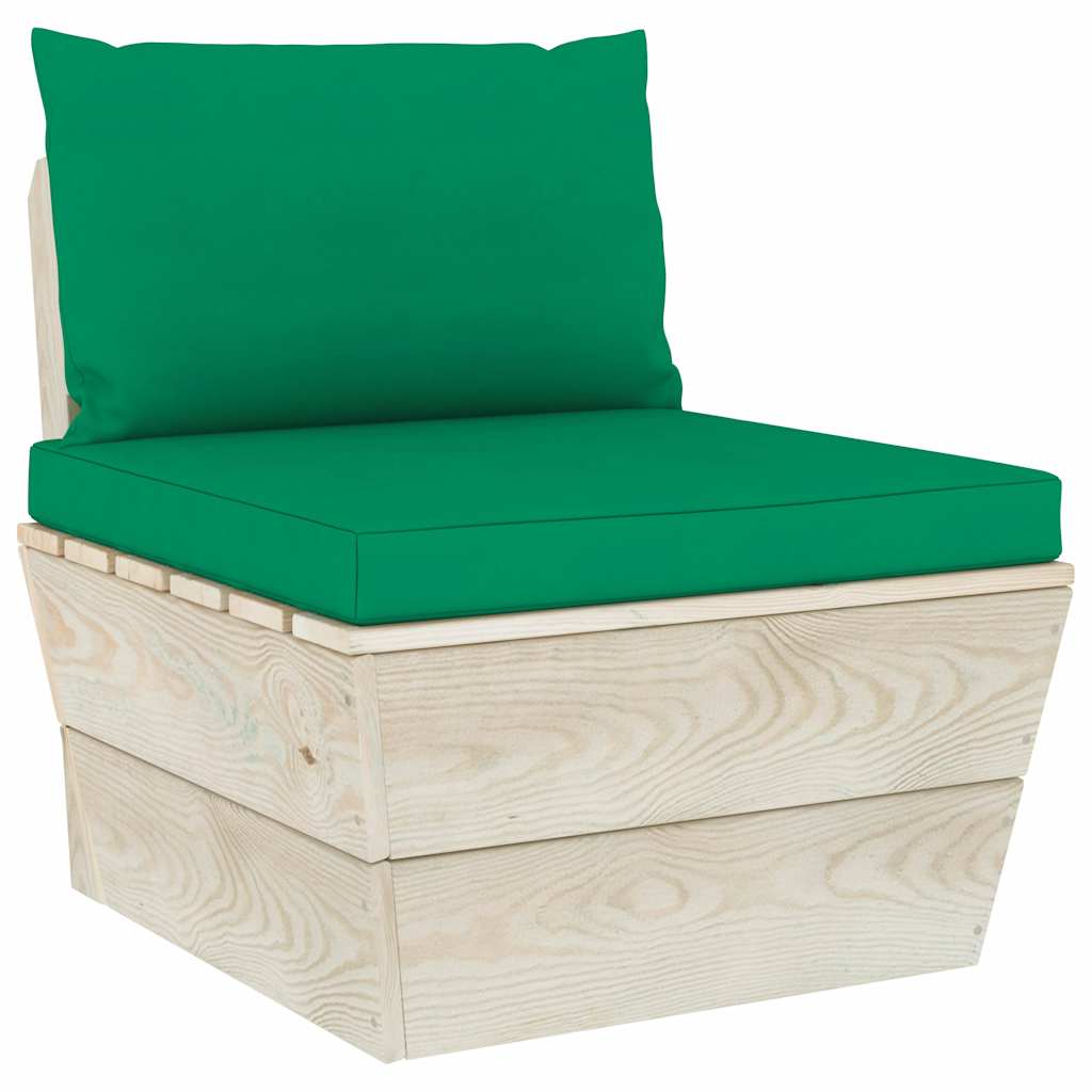 Set Divani da Giardino su Pallet 7 pz con Cuscini Legno Abete