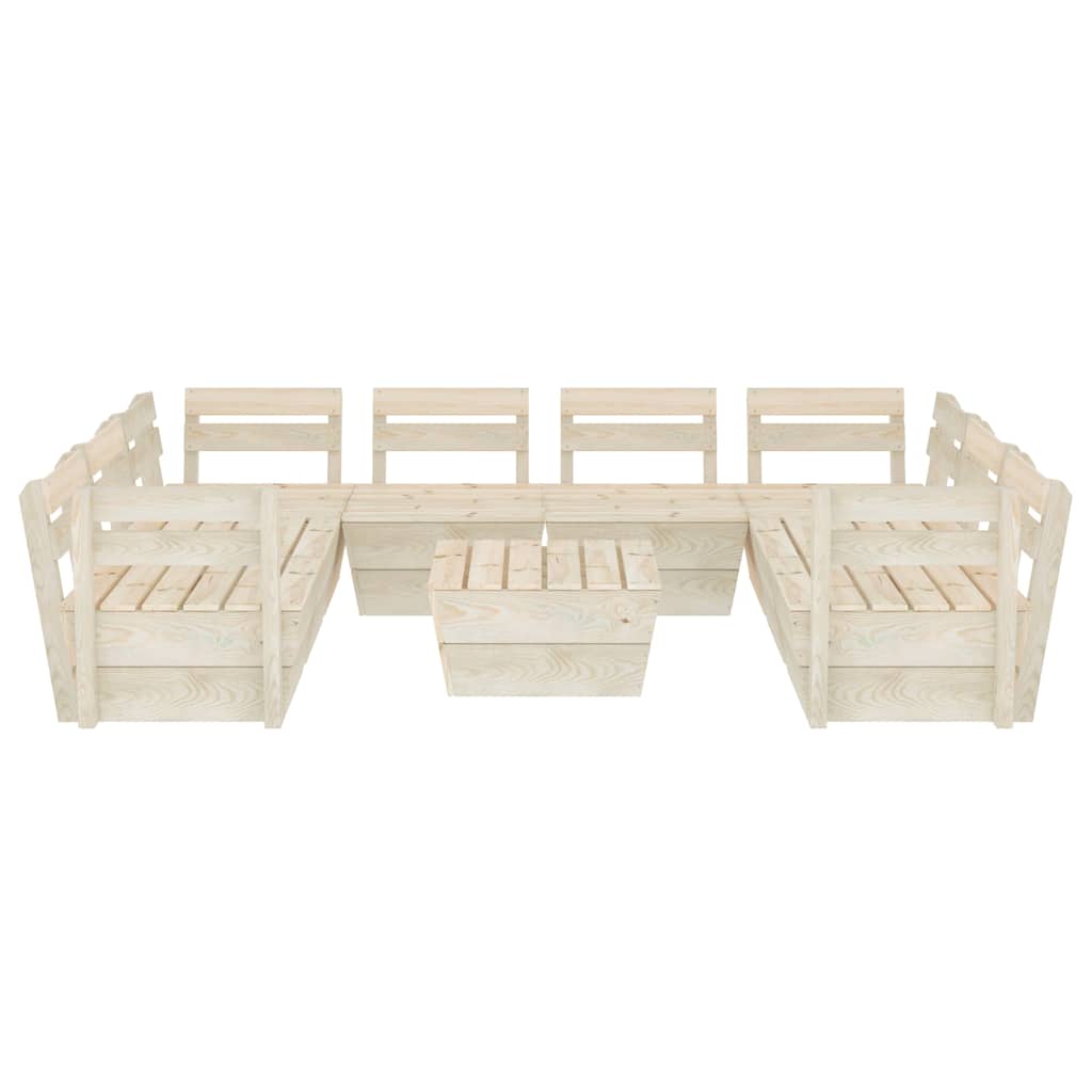 Set Divani da Giardino su Pallet 9 pz in Legno Abete Impregnato