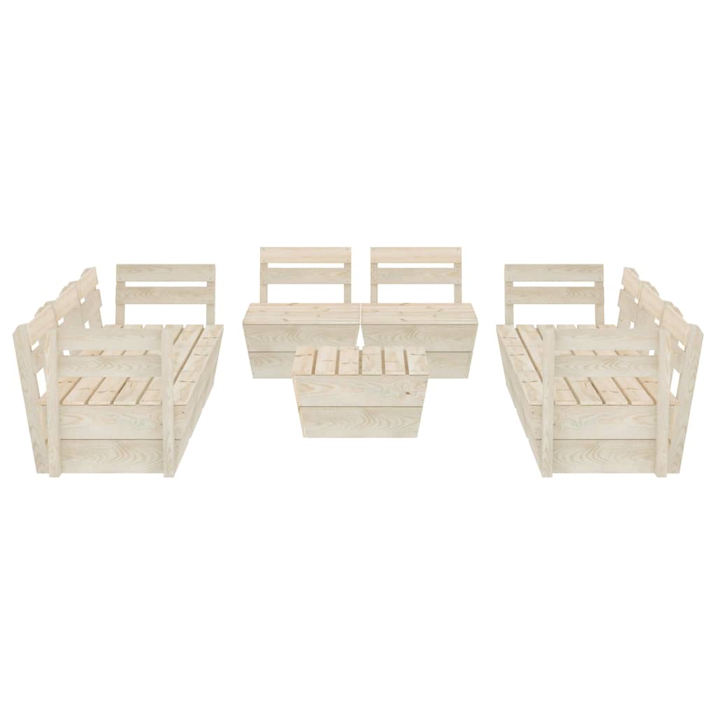 Set Divani da Giardino su Pallet 9 pz in Legno Abete Impregnato
