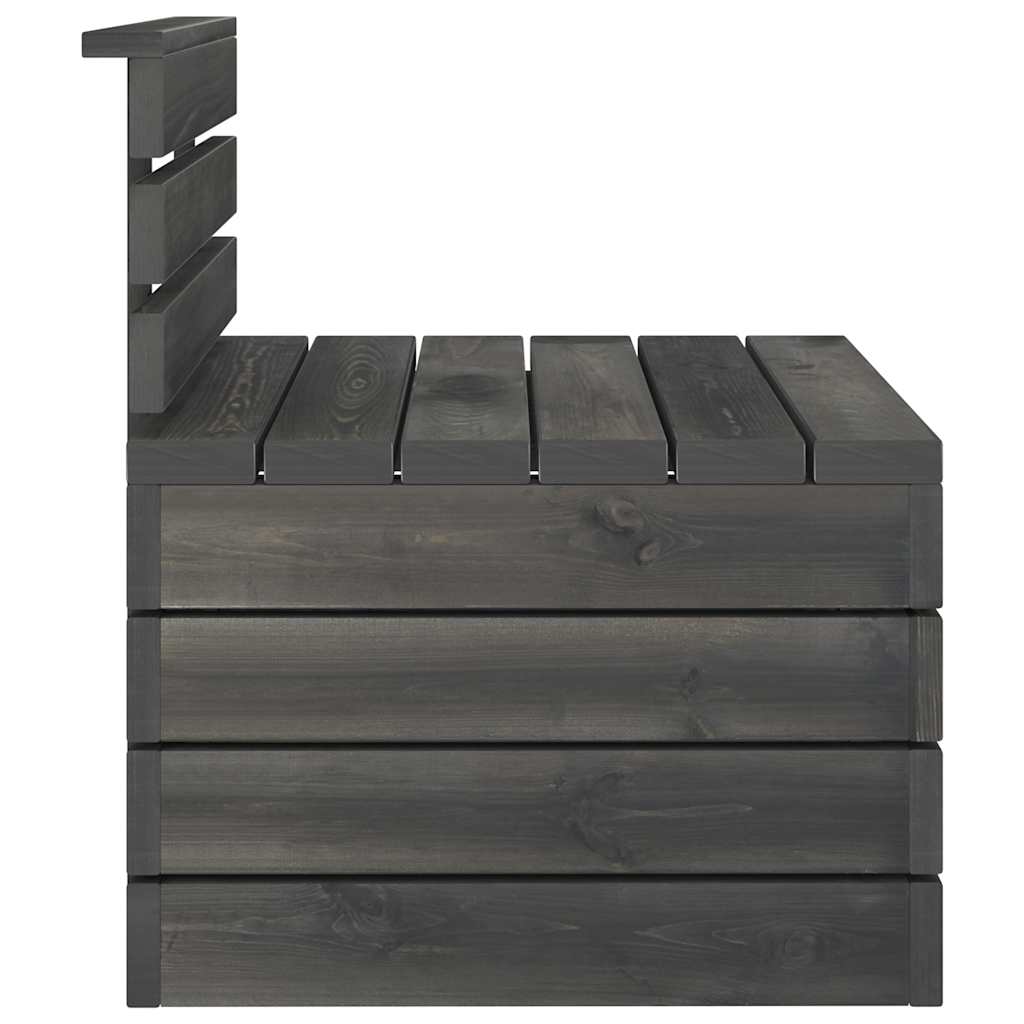 Set Divani da Giardino su Pallet 7 pz Legno Pino Grigio Scuro