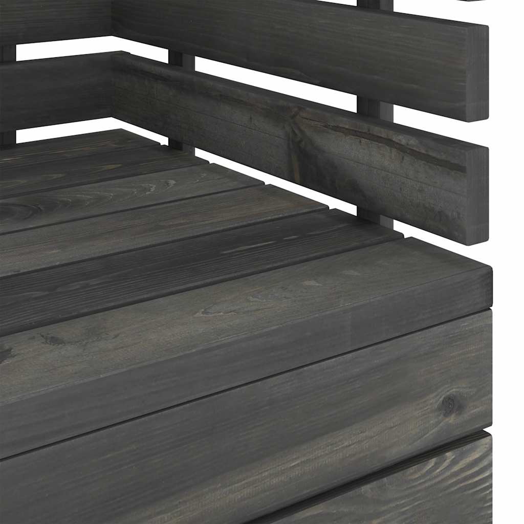 Set Divani da Giardino su Pallet 7 pz Legno Pino Grigio Scuro