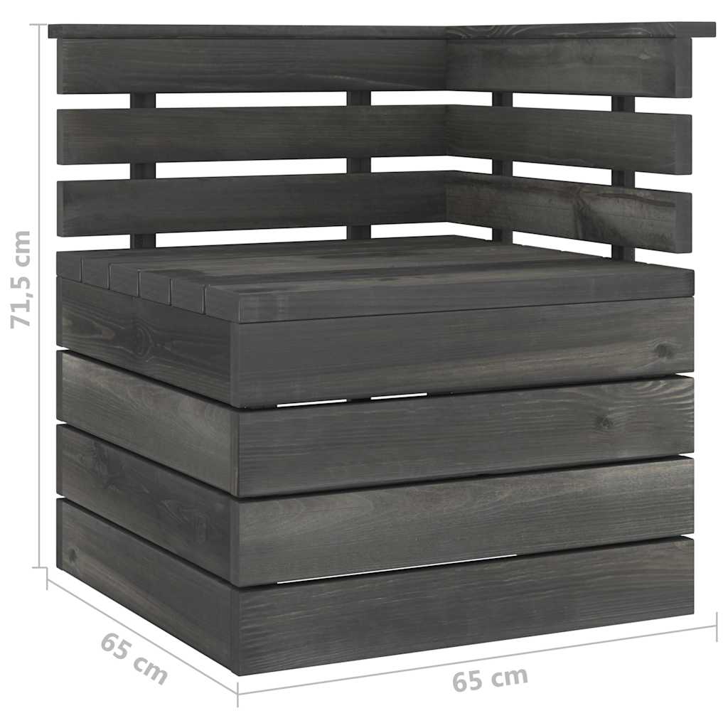 Set Divani da Giardino su Pallet 7 pz Legno Pino Grigio Scuro