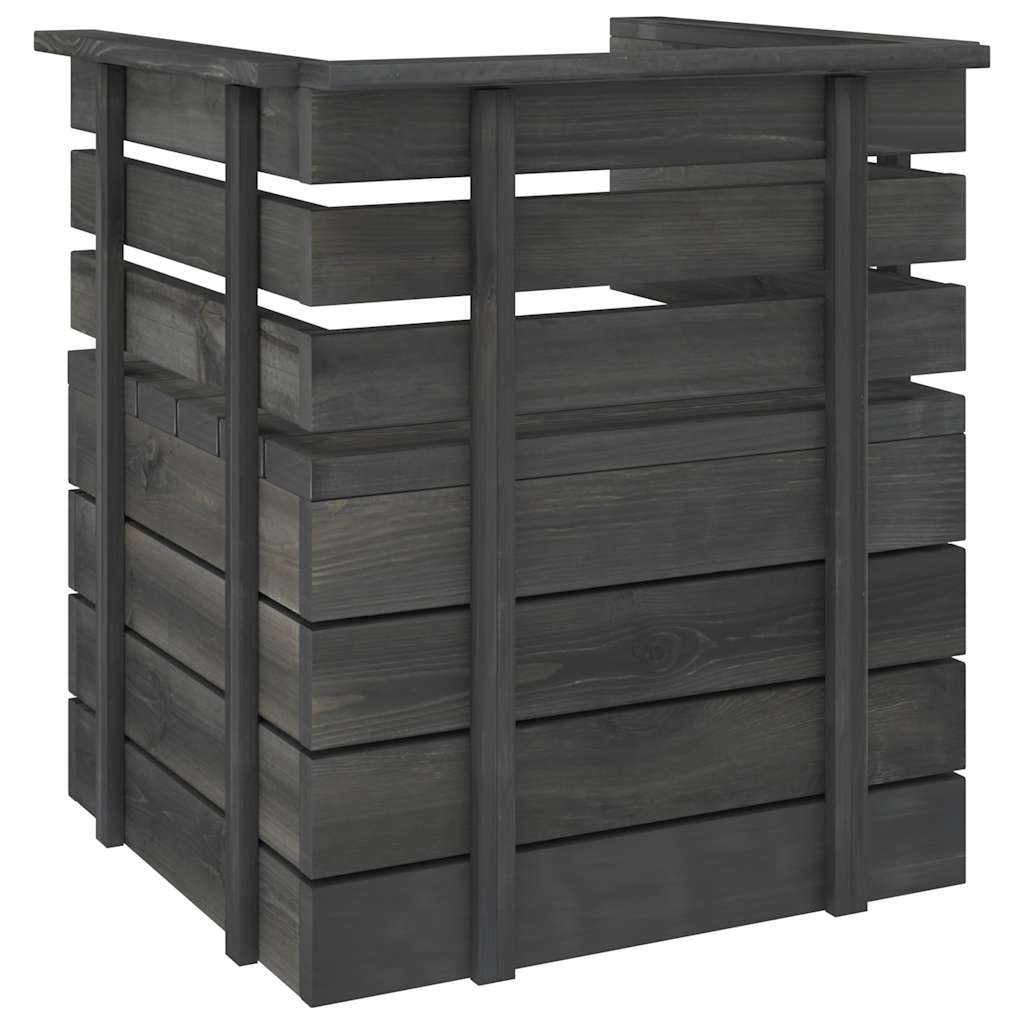 Set Divani da Giardino su Pallet 7 pz Legno Pino Grigio Scuro