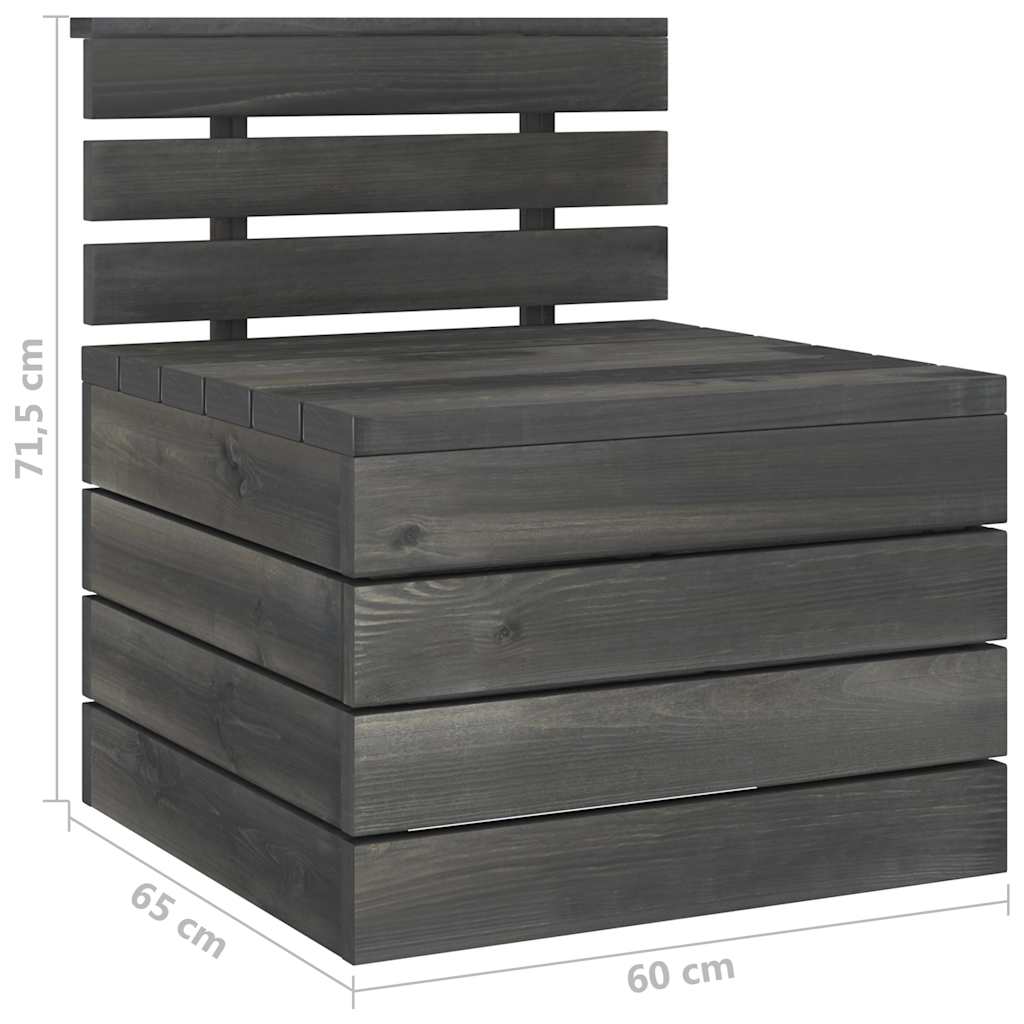 Set Divani da Giardino su Pallet 7 pz Legno Pino Grigio Scuro
