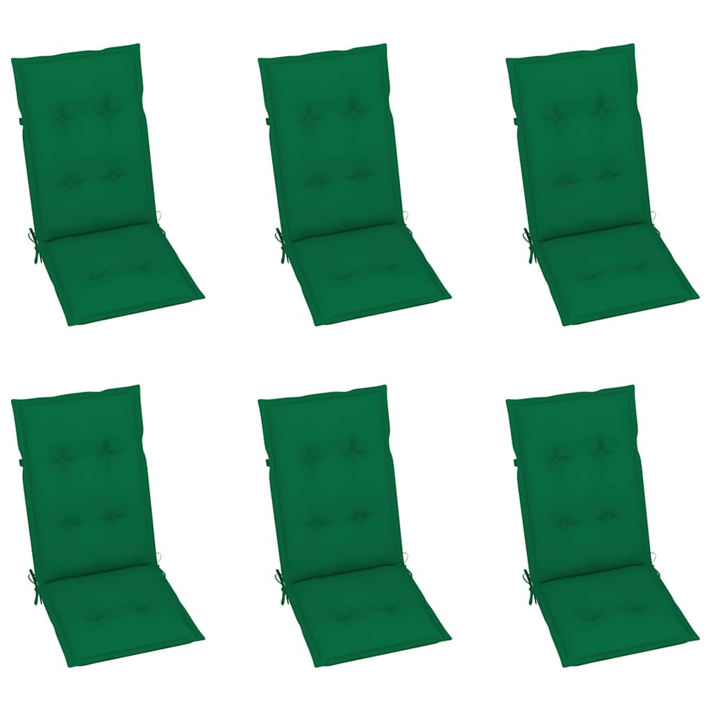 Sedie pieghevoli con cuscini, set da 6 pezzi, in legno massello di acacia.