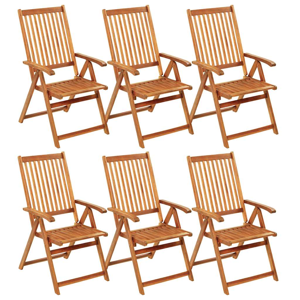 Sedie pieghevoli con cuscini, set da 6 pezzi, in legno massello di acacia.