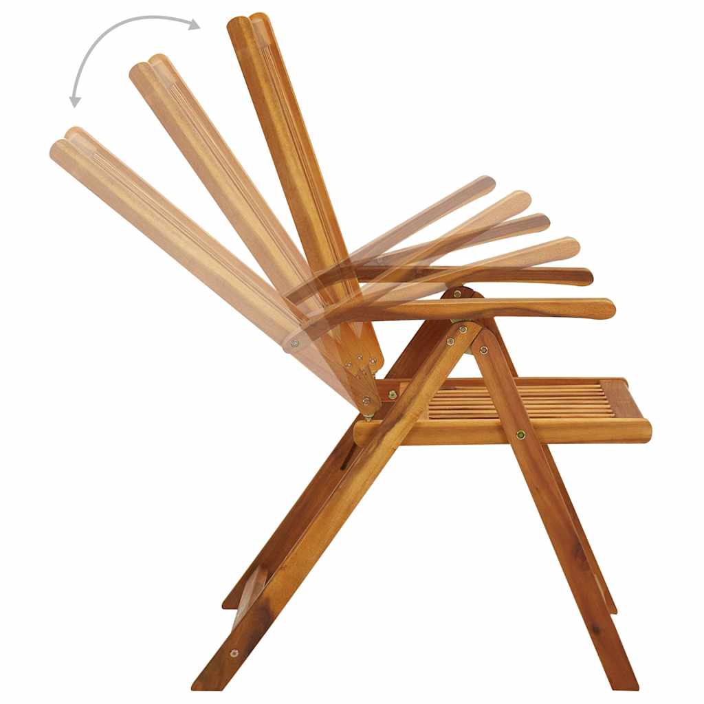 Sedie pieghevoli con cuscini, set da 6 pezzi, in legno massello di acacia.