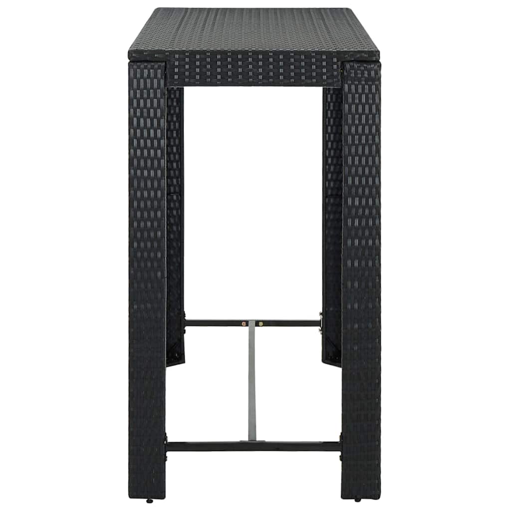 Set da Bar da Giardino 9 pz con Cuscini in Polyrattan Nero