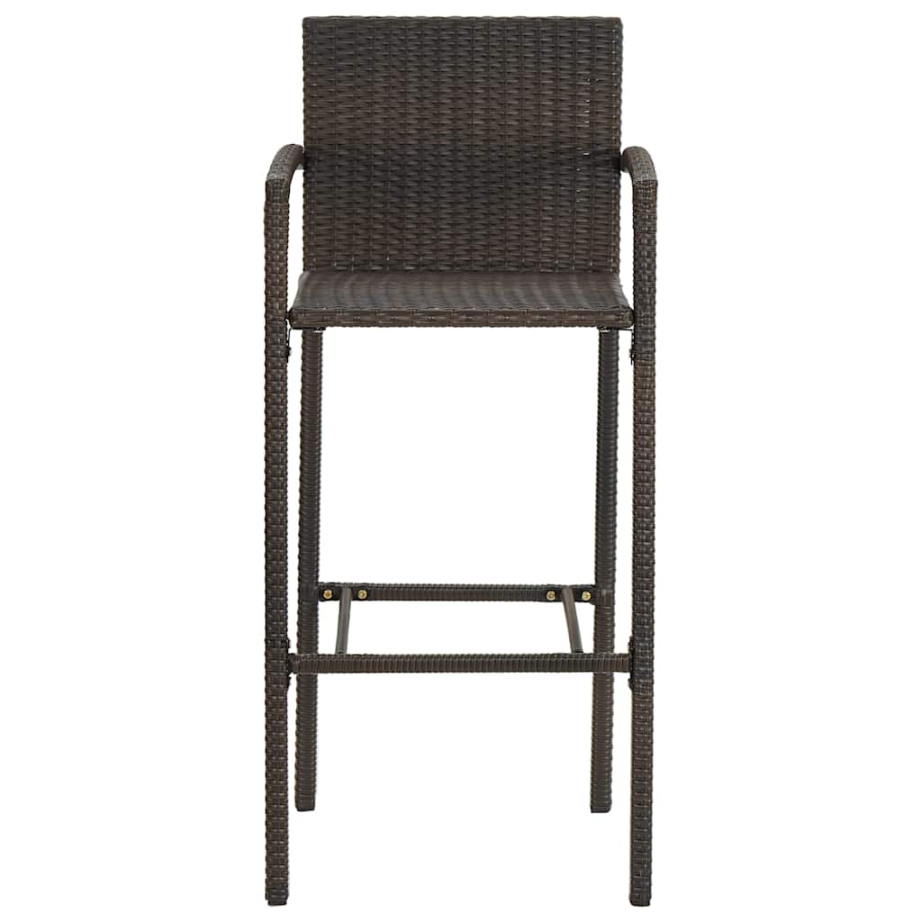 Set Bar da Giardino 7 pz con Braccioli in Polyrattan Marrone