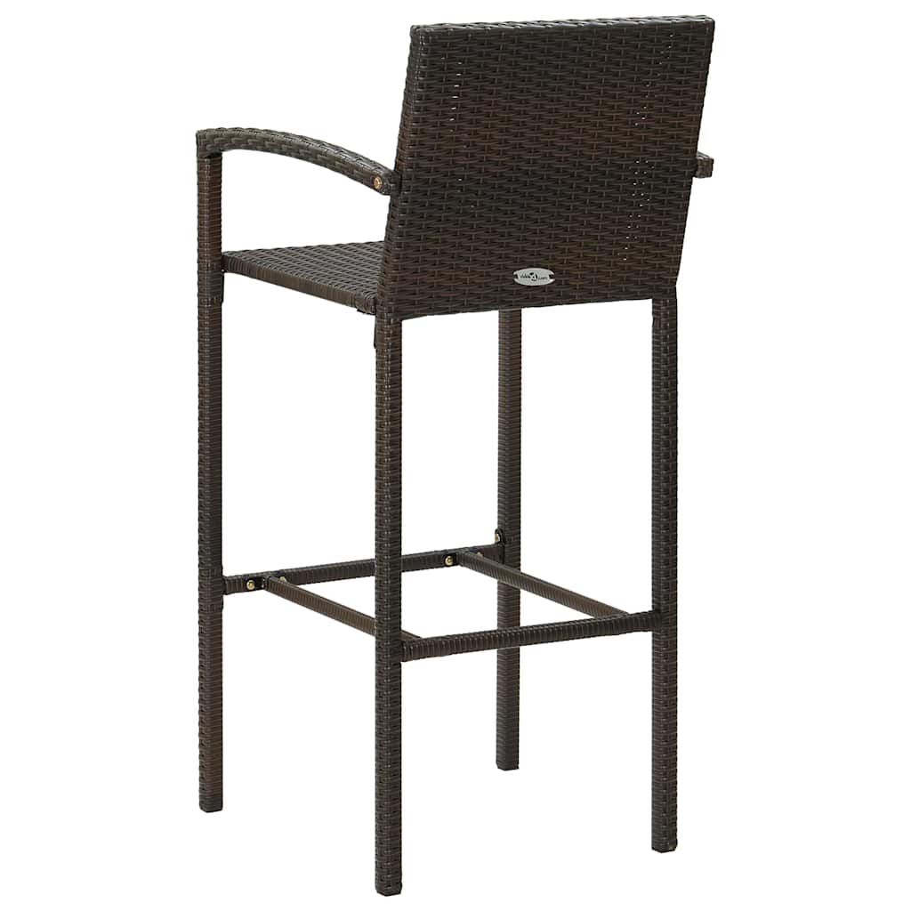 Set Bar da Giardino 7 pz con Braccioli in Polyrattan Marrone
