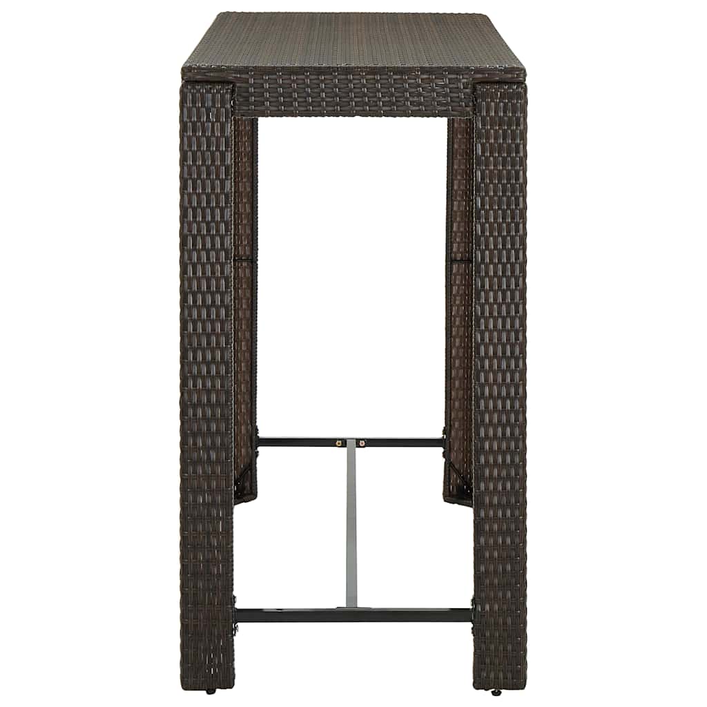Set Bar da Giardino 7 pz con Braccioli in Polyrattan Marrone