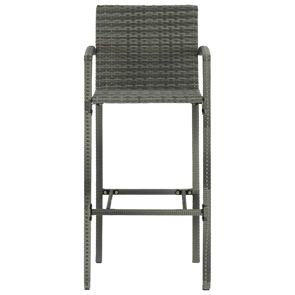 Set Bar da Giardino 7 pz con Braccioli in Polyrattan Grigio