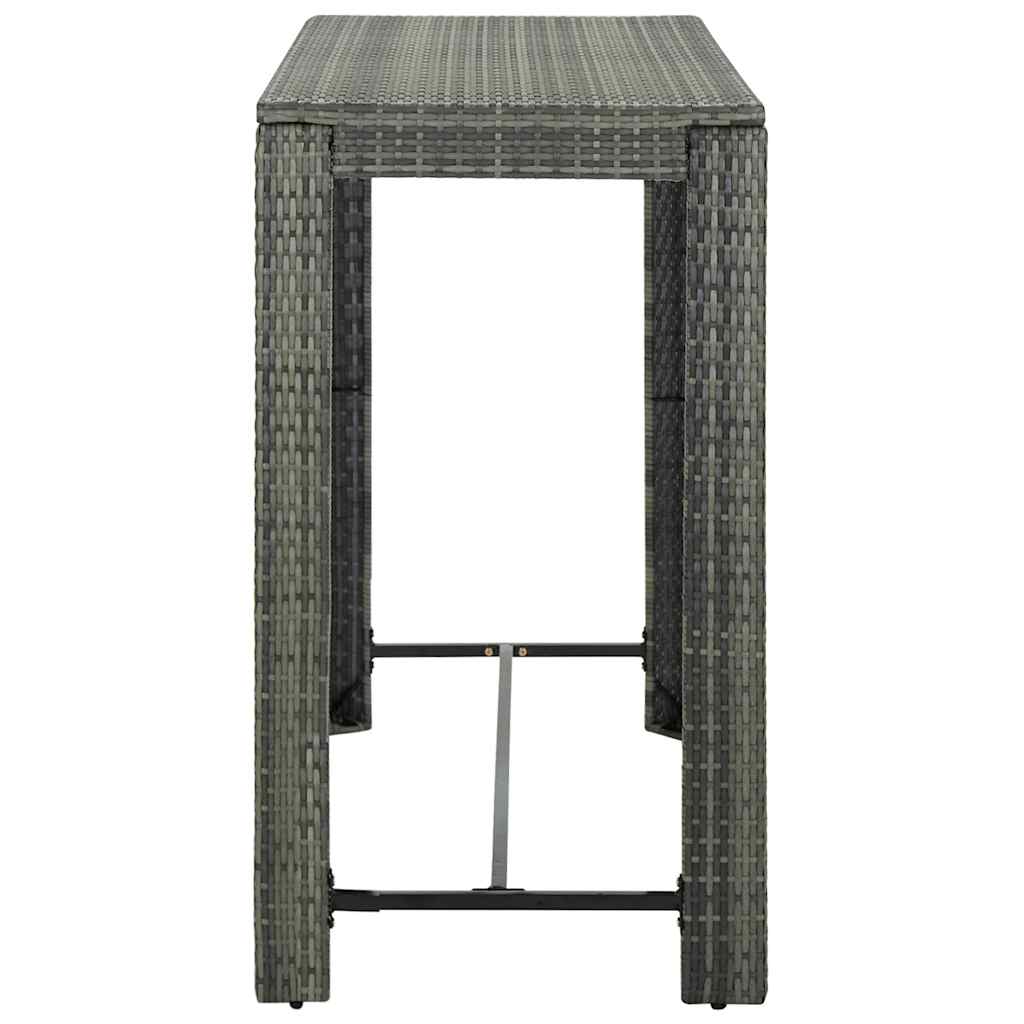 Set Bar da Giardino 7 pz con Braccioli in Polyrattan Grigio
