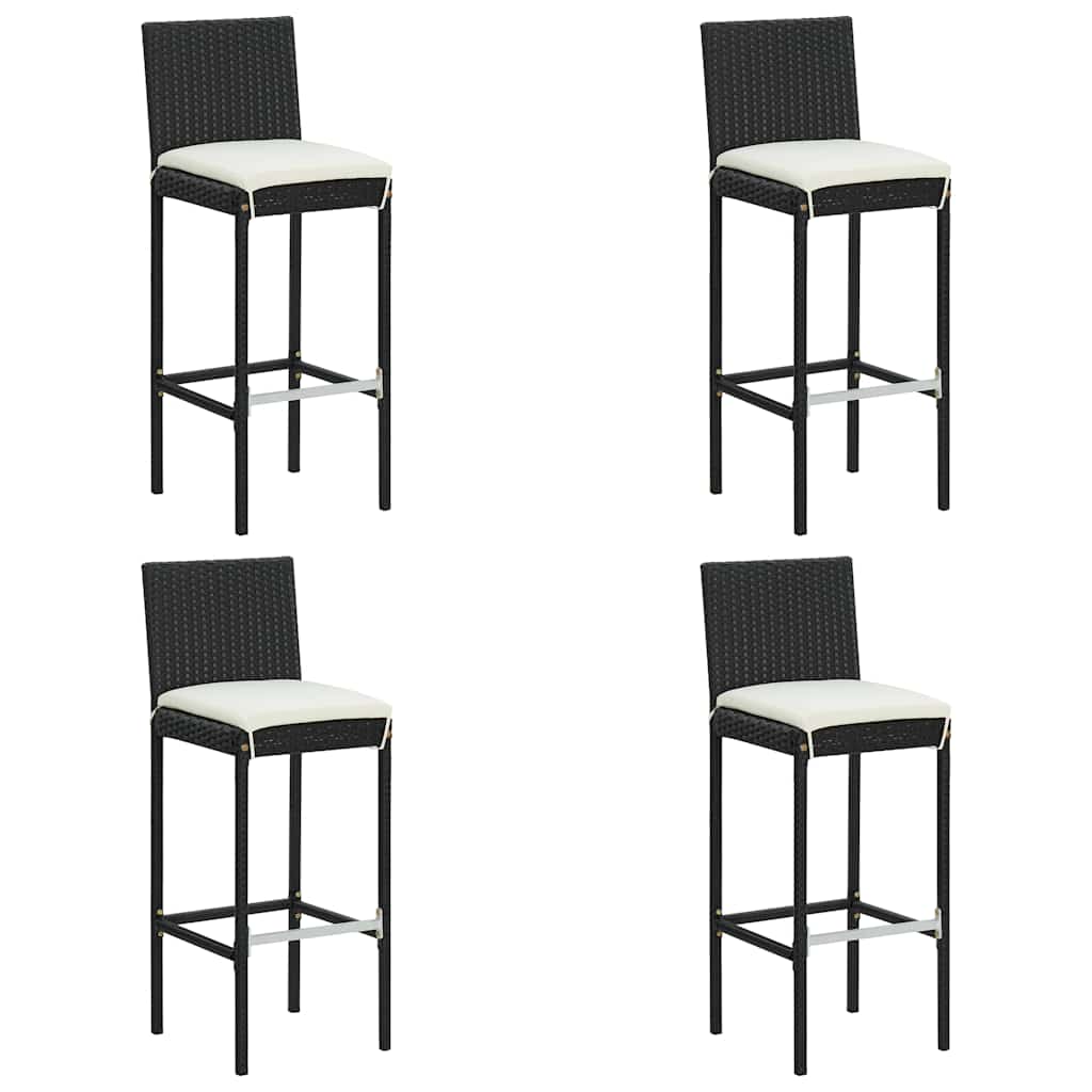 Set Bar da Giardino 5 pz con Cuscini in Polyrattan Nero