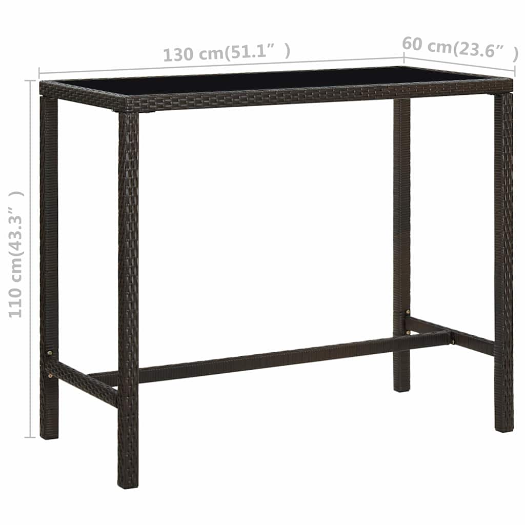 Set da Bar da Giardino 7 pz in Polyrattan Marrone