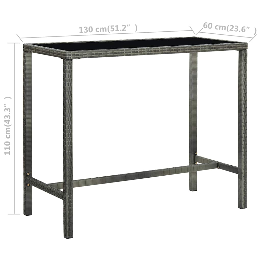 Set Bar da Giardino 7 pz in Polyrattan Grigio