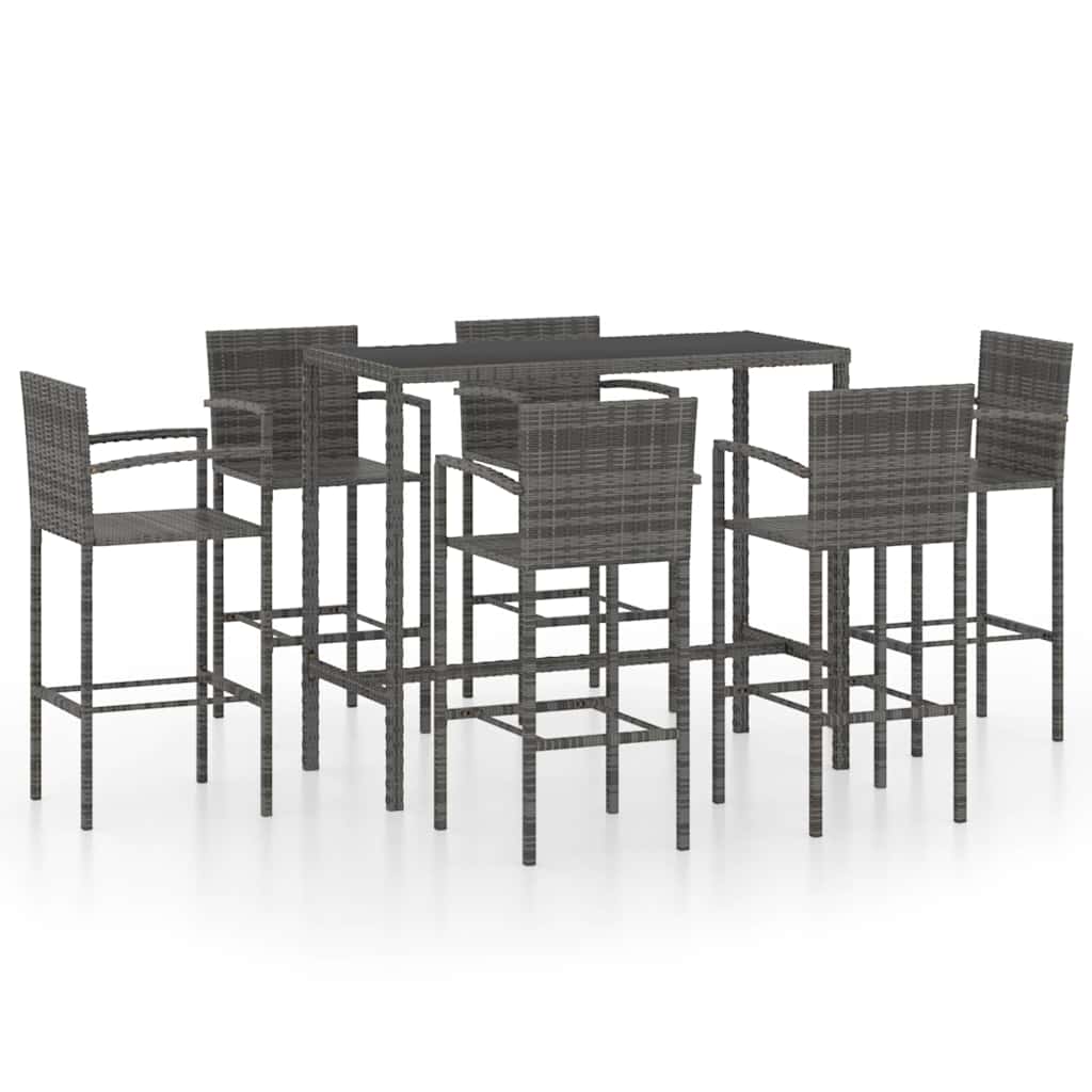 Set Bar da Giardino 7 pz in Polyrattan Grigio