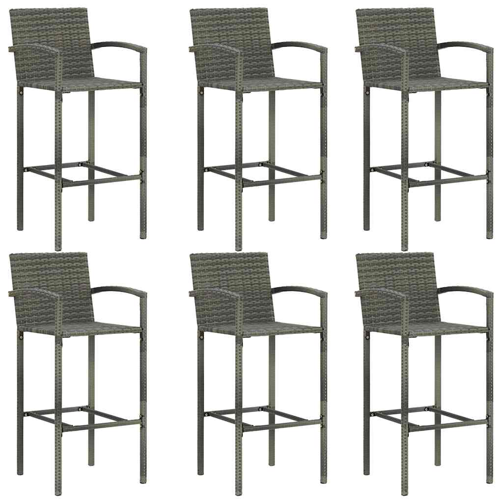 Set Bar da Giardino 7 pz in Polyrattan Grigio