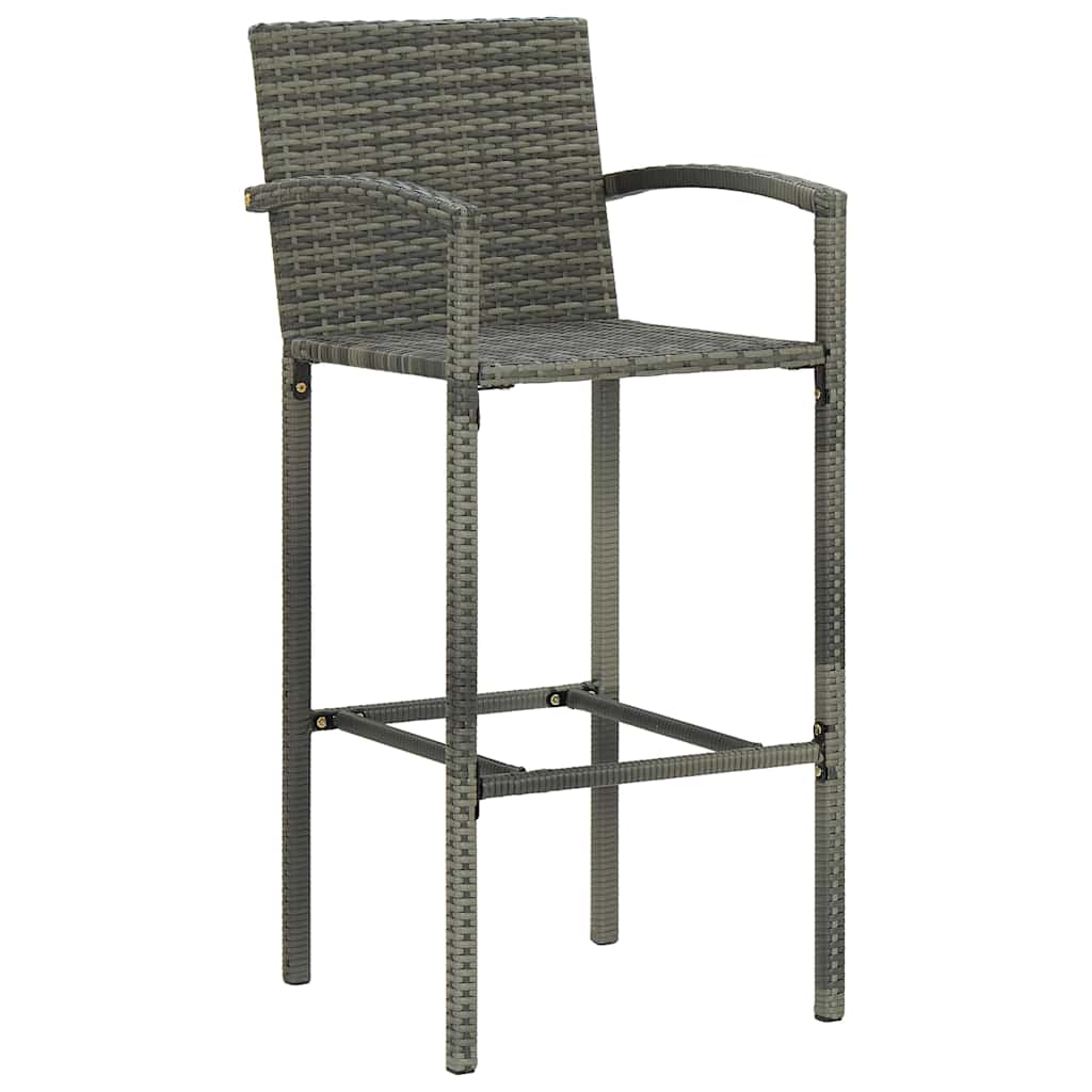 Set Bar da Giardino 7 pz in Polyrattan Grigio