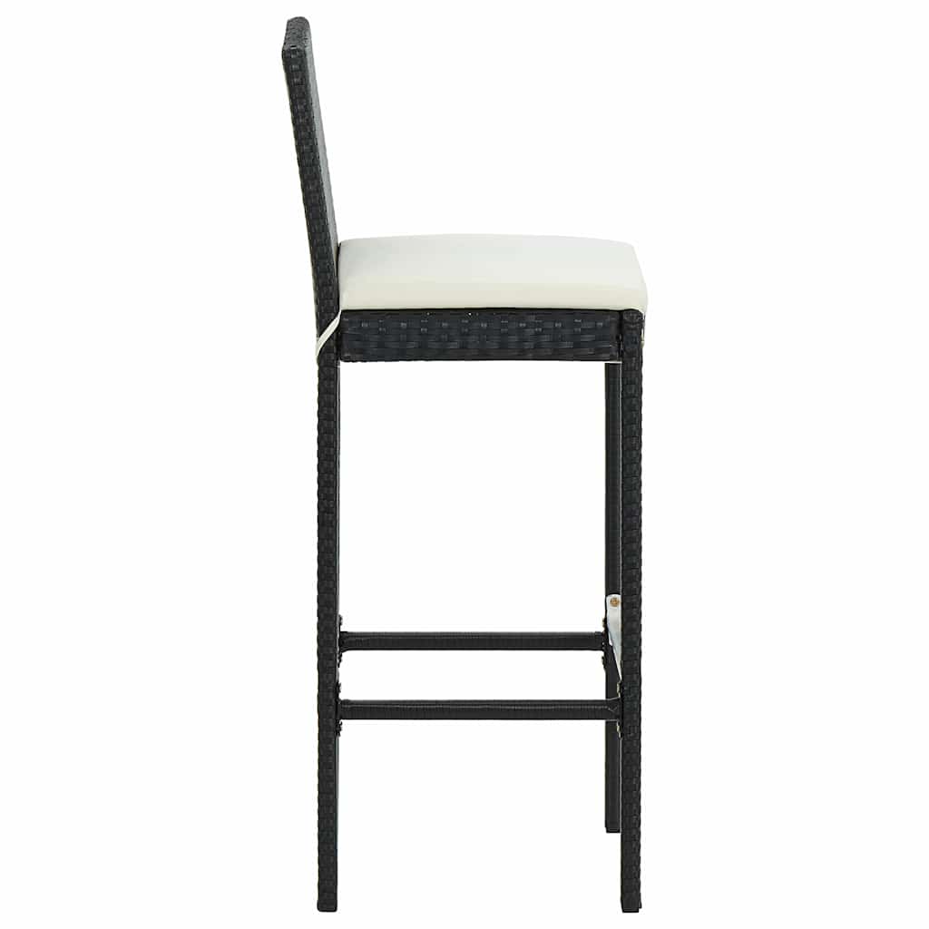 Set da Bar da Giardino 5 pz con Cuscini in Polyrattan Nero